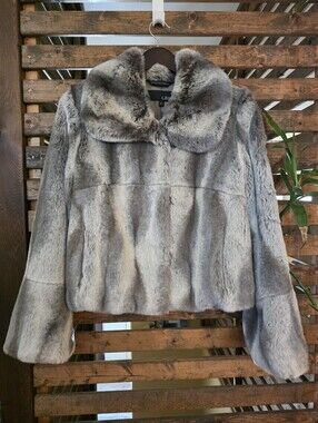 Vintage Utex Gray Faux Fur Cropped Coat Jacket
